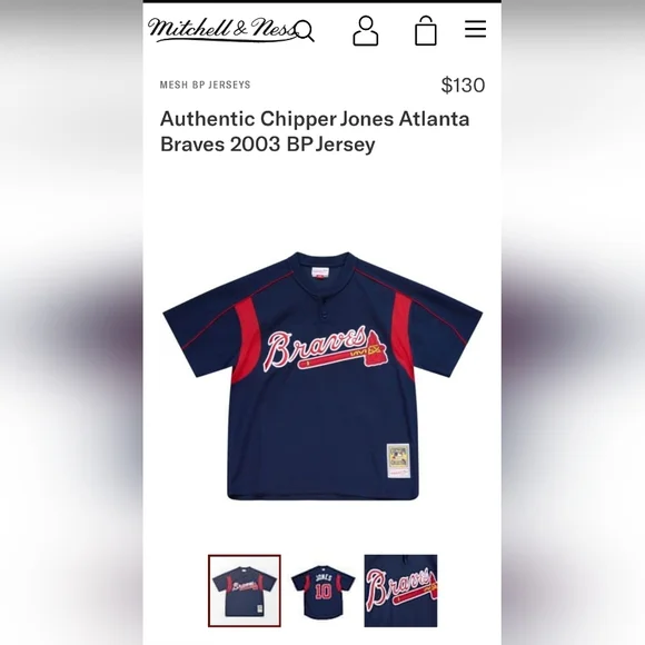 Mitchell & Ness 2003 Atlanta Braves Chipper Jones #10 Warm Up Jersey Men Size XL